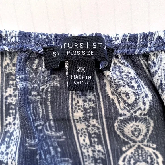 NWT Signature Studio Plus boho top with ties Sz.2X - Picture 4 of 8